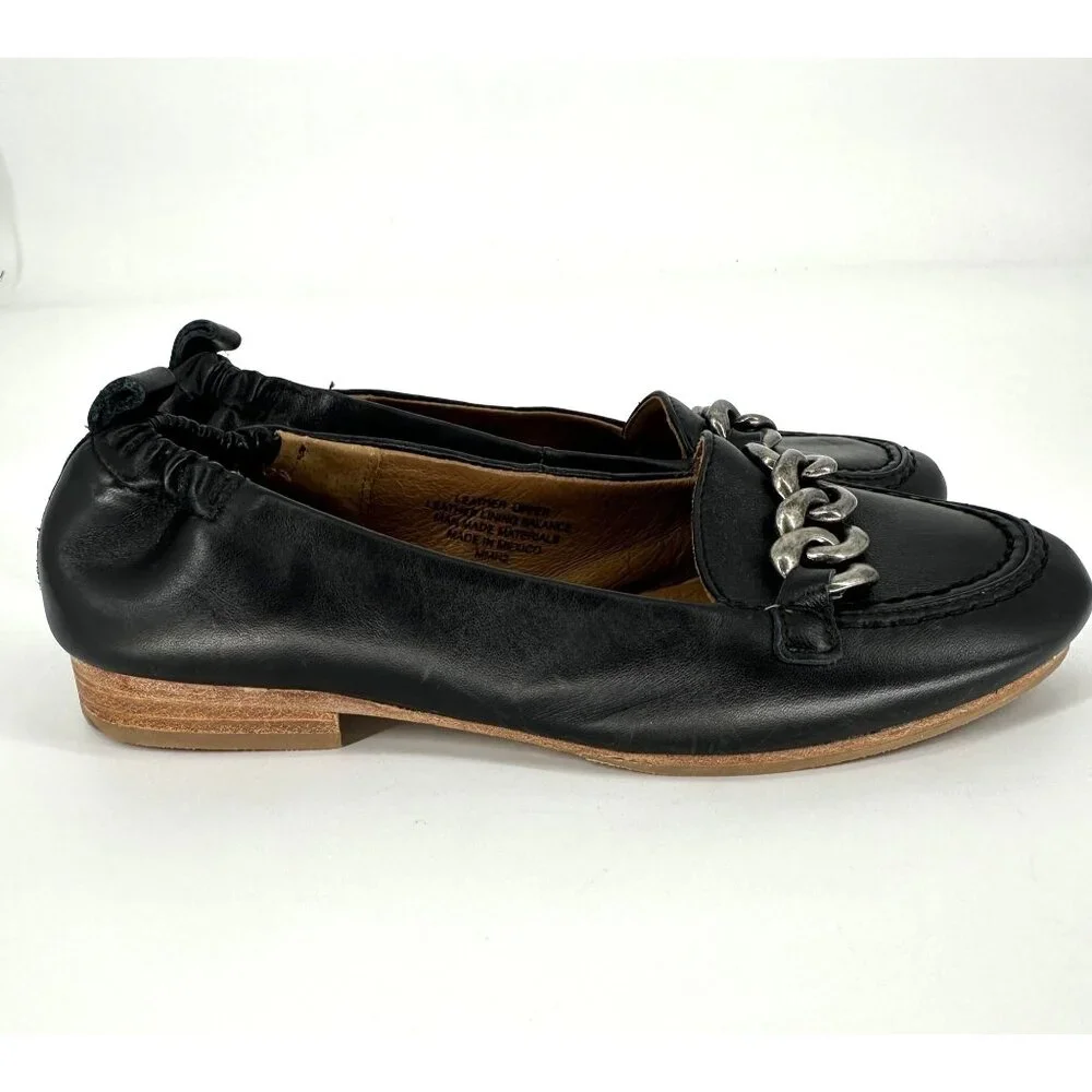 Söfft Kadyn Black Leather Chain Link Round Toe Slip On Ballet Loafer Flat Size 8 - Picture 3 of 10